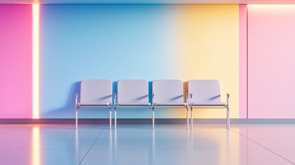 Naklejka premium Empty Waiting Room with Fluorescent Lights