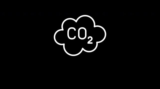 Carbon Dioxide Emission and Reduction animated line icon. White color line icon animation. 4K video with transparent background