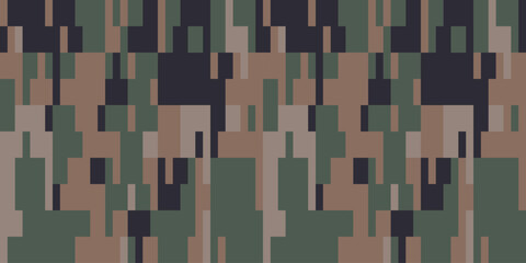 Camouflage Pattern Background Seamless Vector Illustration. Classic Clothing Style Masking Camo Repeat Print. Military Camouflage Jacket