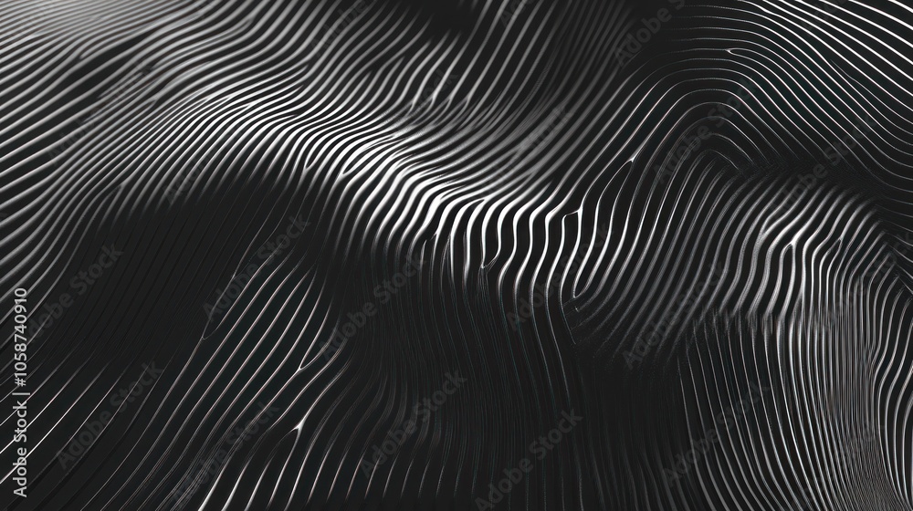 Canvas Prints abstract black and white striped textured background with wavy lines.