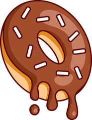 melted chocolate donuts Vector Illustration Icon. Flat Cartoon Style