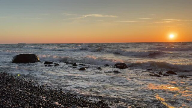 morning Sassnitz on Island R&uuml;gen in Germany pirate canyon 4k in the autumn