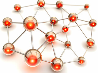 Fototapeta premium Bokeh Digital Art Interconnected Data Points Network Intelligence Soft Lights Dynamic Connections Symbolizing Data Flow Ample Copy Space for Text Branding Photo Stock Concept
