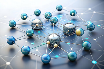 Bokeh Digital Art Interconnected Data Points Network Intelligence Framework Soft Lights Dynamic Connections Data Flow Ample Copy Space Text Branding Photo Stock Concept