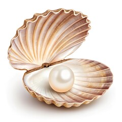 shell with pearl on white background