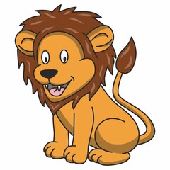 Obraz premium Leone arancione marrone che ride. Disegno simpatico stile fumetto