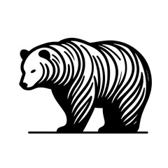 Fototapeta premium Stylized bear illustration in black lines