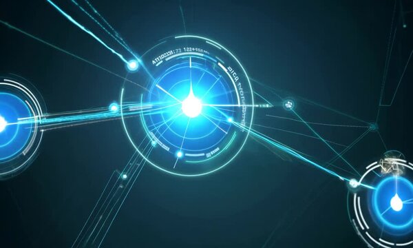 Abstrakte moderne Verbindungsstruktur auf dunklem Hintergrund Technologie Konzept