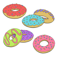 Donuts set graphic color isolated sketch illustration vector 