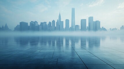 Manhattan, Dubai, Shanghai, and Hong Kong City Centers with Platforms, Roads, Parking Lots, and Brick Pavements for Car Advertisement Background