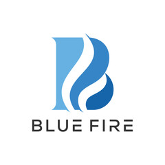 blue fire logo design vector template