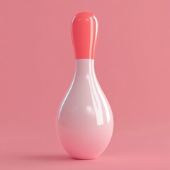 Minimalist Bowling Pin on Coral Background