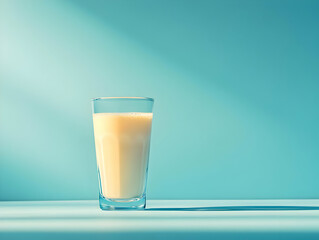 Refreshing Milk Glass Photo on Minimalist Background