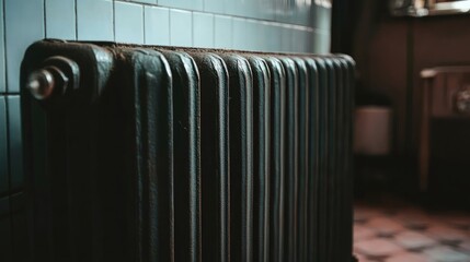 Vintage cast iron radiator showcasing a classic aesthetic in home interior design