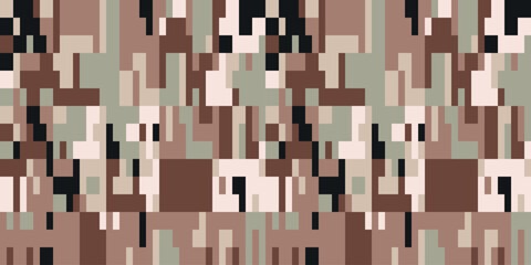 Camouflage Army Pattern Seamless Vector Background, Classic Khaki Texture, Forest Hunting Design. Military Camouflage