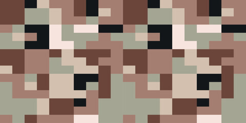 Camouflage Army Pattern Seamless Vector Background, Classic Khaki Texture, Forest Hunting Design. Military Camouflage Uniform