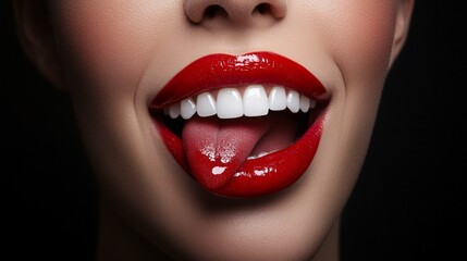 Fototapeta premium A woman with a tongue sticking out