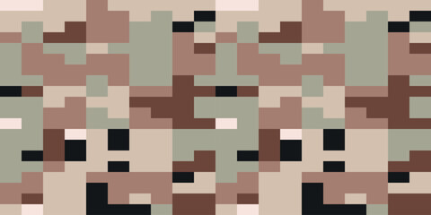 Camouflage Army Pattern Seamless Vector Background, Classic Khaki Texture, Forest Hunting Design. Military Camouflage Jacket