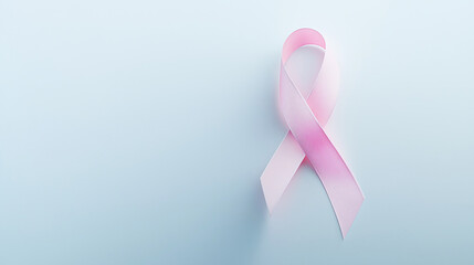 Pink Ribbon Symbol for Breast Cancer Awareness and Support on Light Background