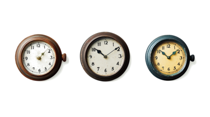 Vintage Wall Clocks on a Clear Background Generative AI