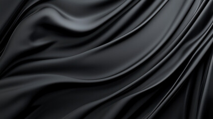 Obraz premium Sleek black fabric with smooth, flowing folds, creating a luxurious and elegant texture, perfect for backgrounds.