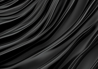 Sleek black fabric with smooth, flowing folds, creating a luxurious and elegant texture, perfect for backgrounds.