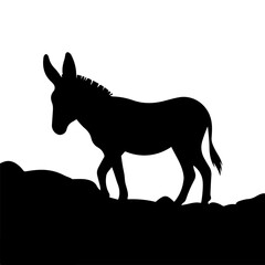 donkey silhouette vector, black donkey silhouette vector illustration on white background
