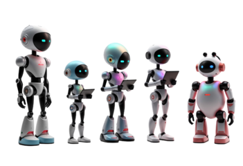 robot with arms crossed isolate on white transparency background PNG