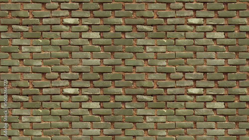 Poster olive green brick texture: close-up of olive green bricks with subtle earthy undertones and a smooth texture, ideal for nature-inspired themes and organic designs