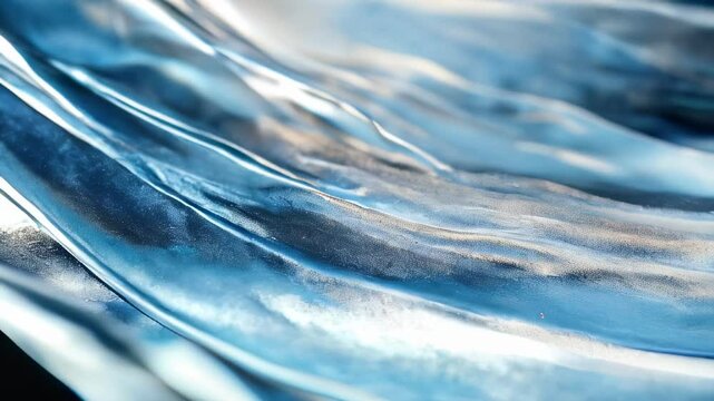Shimmering silver texture showcases intricate waves reflecting light in a captivating manner