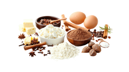 Baking ingredients, transparent background PNG