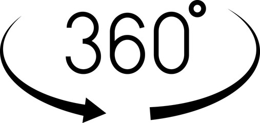 360 degrees icons set. Round signs with arrows rotation to 360 degrees. Rotate symbol isolated on transparent background illustration.