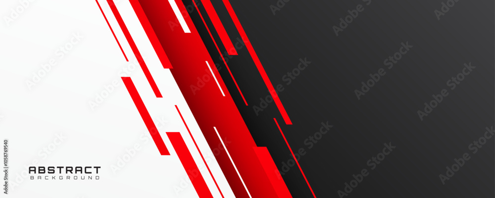 Poster Red white abstract background overlap layer on bright space with diagonal lines effect decoration. Modern graphic design element cutout style concept for web banner, flyer, card, or brochure cover