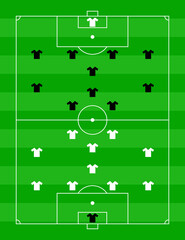 Soccer field line style. Football pitch. Black outline court and stadium on white background. Football match, league scheme.