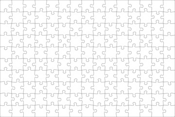 Puzzles grid template. Jigsaw puzzle pieces, thinking game and jigsaws detail frame design. Business assemble metaphor or puzzles game challenge