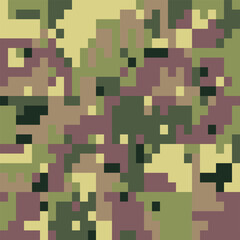 Camouflage Army Pattern Seamless Vector Background, Classic Khaki Texture, Forest Hunting Design. Military Camouflage