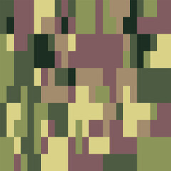 Camouflage Army Pattern Seamless Vector Background, Classic Khaki Texture, Forest Hunting Design. Military Camouflage Pants