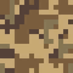 Camouflage Army Pattern Seamless Vector Background, Classic Khaki Texture, Forest Hunting Design. Military Camouflage Suit