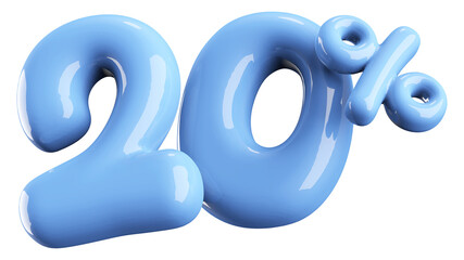Discount 20 Percent Off Sale Blue Number 3D Illustration