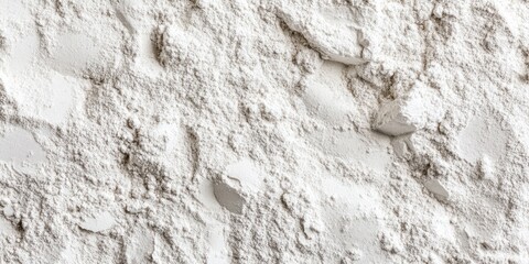 A detailed view showcasing the texture of a white mineral powder background, emphasizing its fine grains and powdery appearance, reveals its unique surface characteristics.