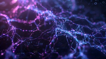 Illustration of an intricate digital brain composed of interconnected neural pathways and glowing circuitry, floating in a dark, ambient space