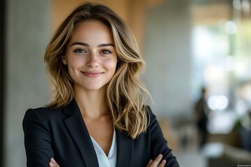 Fototapeta premium Positive Blonde Executive with White Shirt in Natural Light