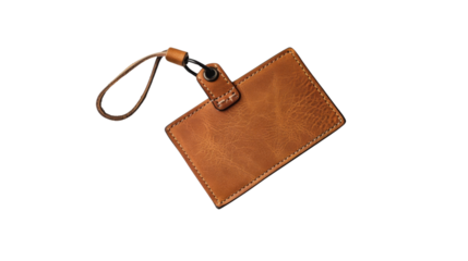 Leather keychain, Transparent background PNG
