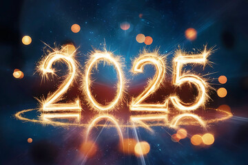 Happy New Year 2025 wishes celebration background,3d number 2025 design concept.