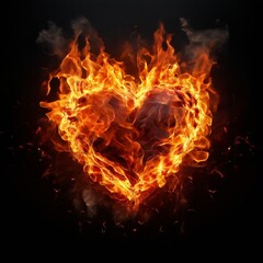 Fototapeta premium burning heart on black. Generative AI (생성형 AI)
