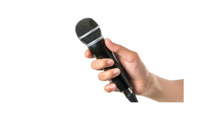 Microphone in hand, Transparent background, PNG