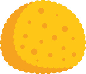 Simple vector illustration of a round cracker with holes, isolated on a white background