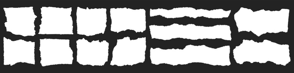 Background pieces of torn white paper, scraps of ripped teared sheets with jagged edges