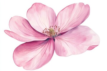 Naklejka premium Elegantly Blooming: A Stunning Illustration of a Pink Flower Capturing the Essence of Spring in Vibrant Detail and Freshness