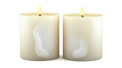 Elegant Set of White Melting Candles on a Transparent Background Generative AI